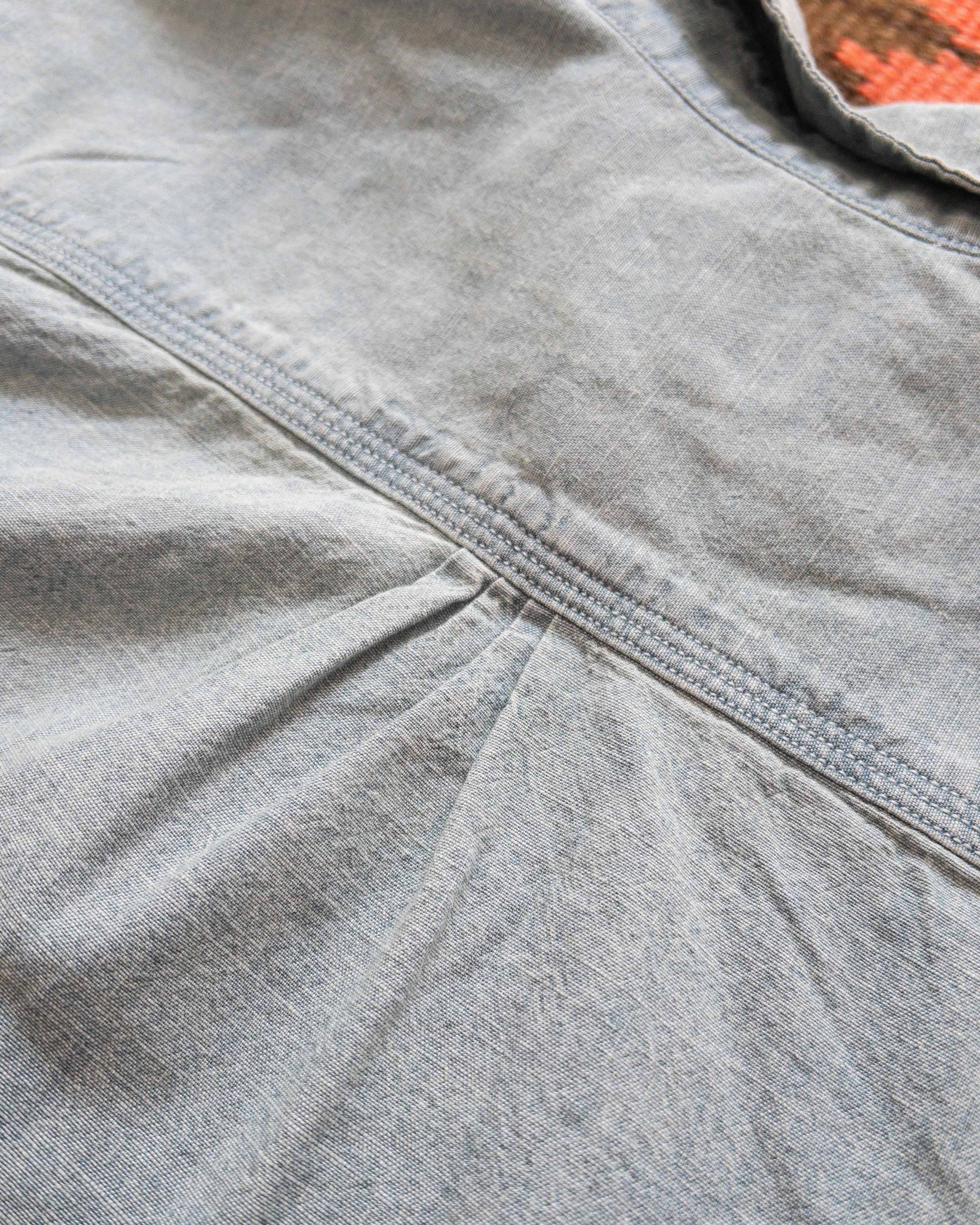 Chambray Workshirt - Distressed and Sunfaded Indigo - Image 5