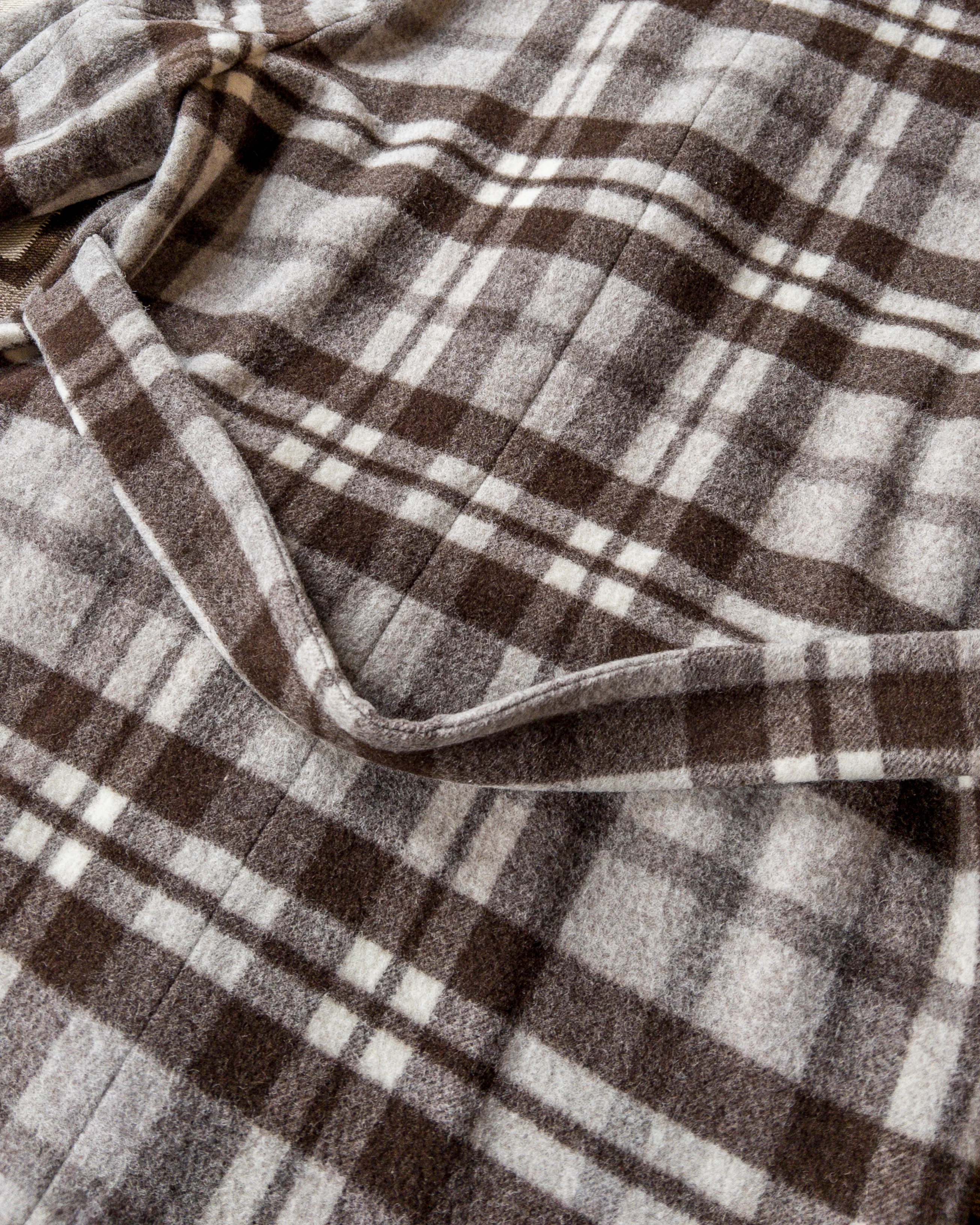 Shawl Collar Wool Overcoat - Brown/Cream Plaid Casentino - Image 3