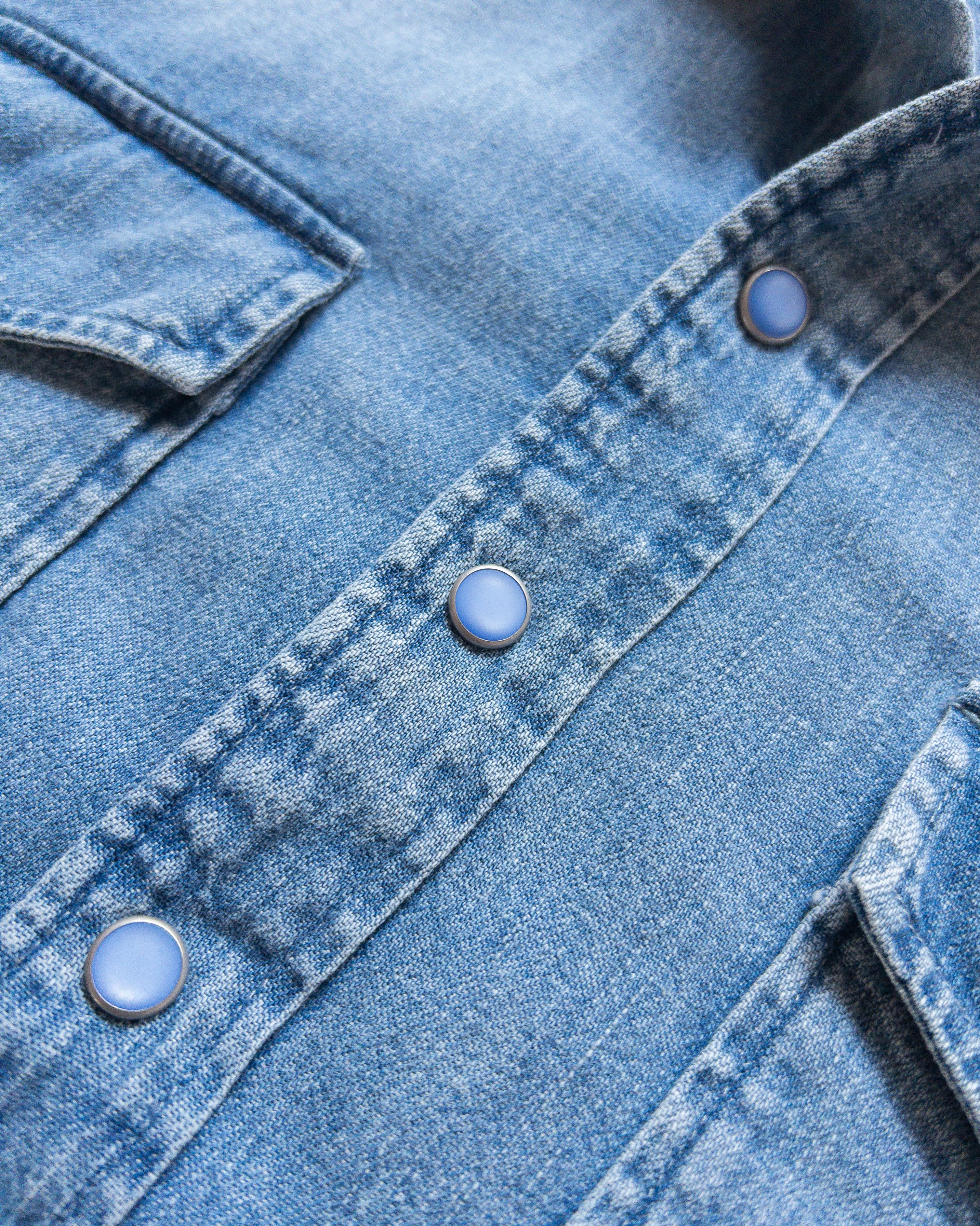 Denim Pearlsnap Shirt - Washed Indigo - Image 3