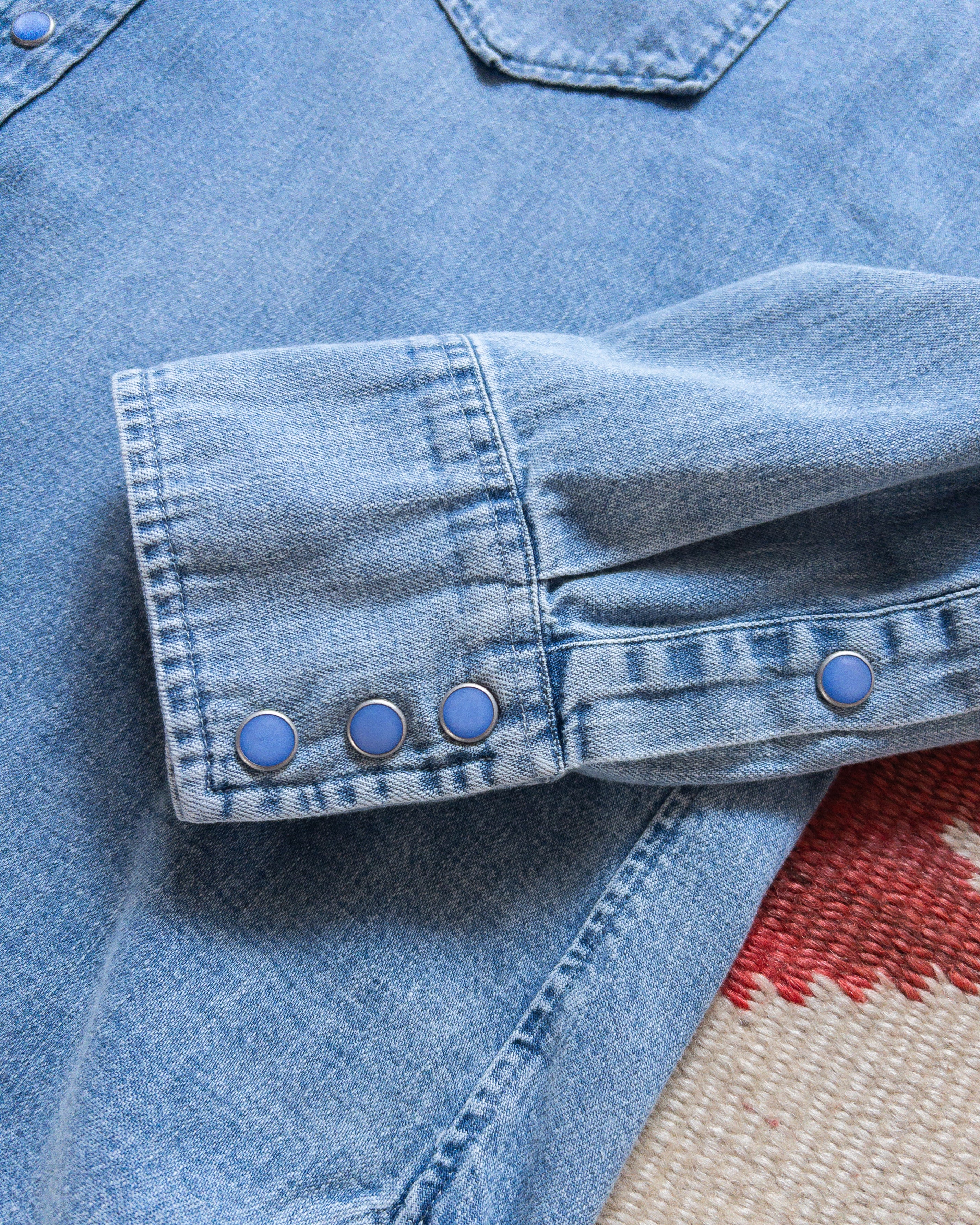 Denim Pearlsnap Shirt - Washed Indigo - Image 4