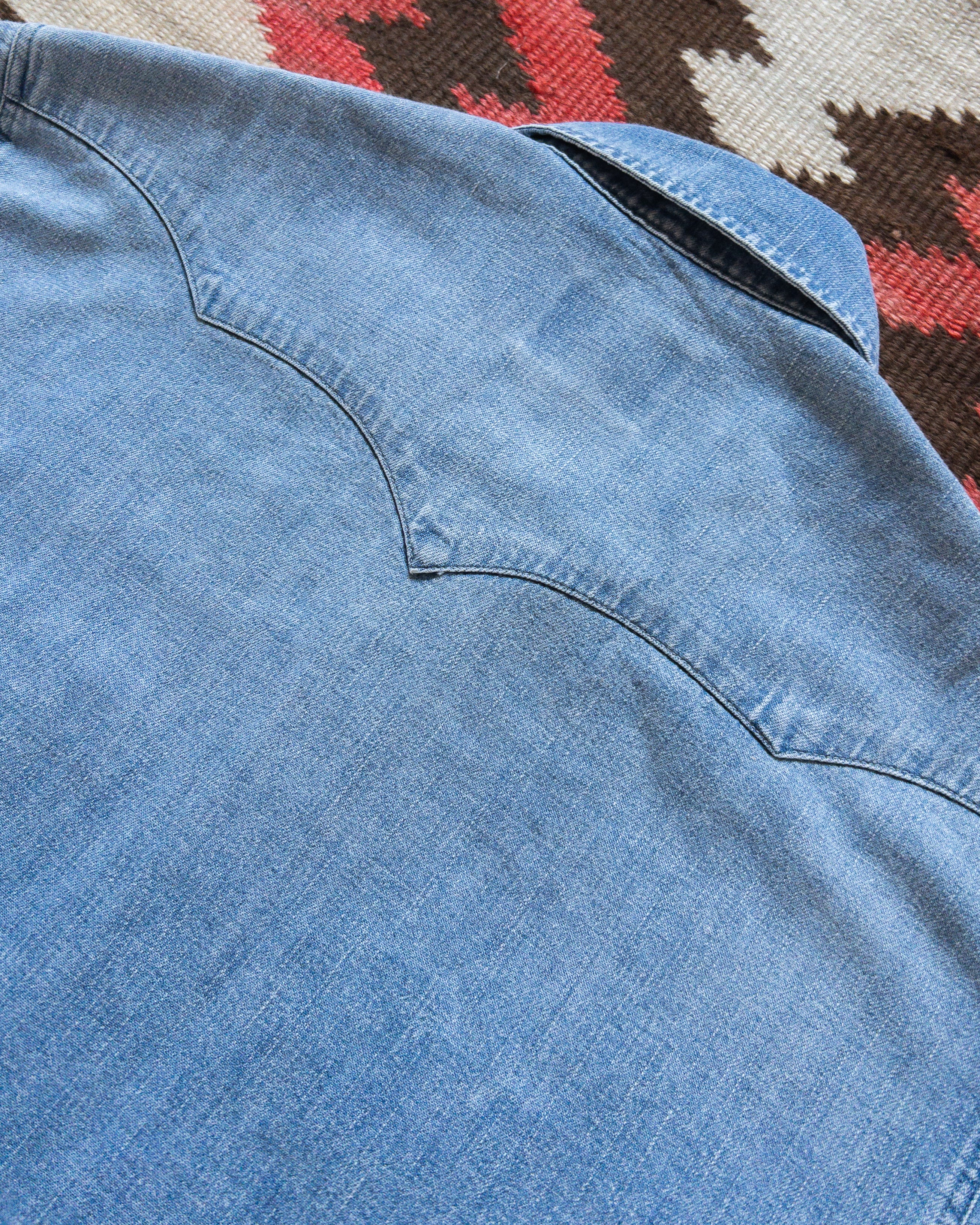 Denim Pearlsnap Shirt - Washed Indigo - Image 6