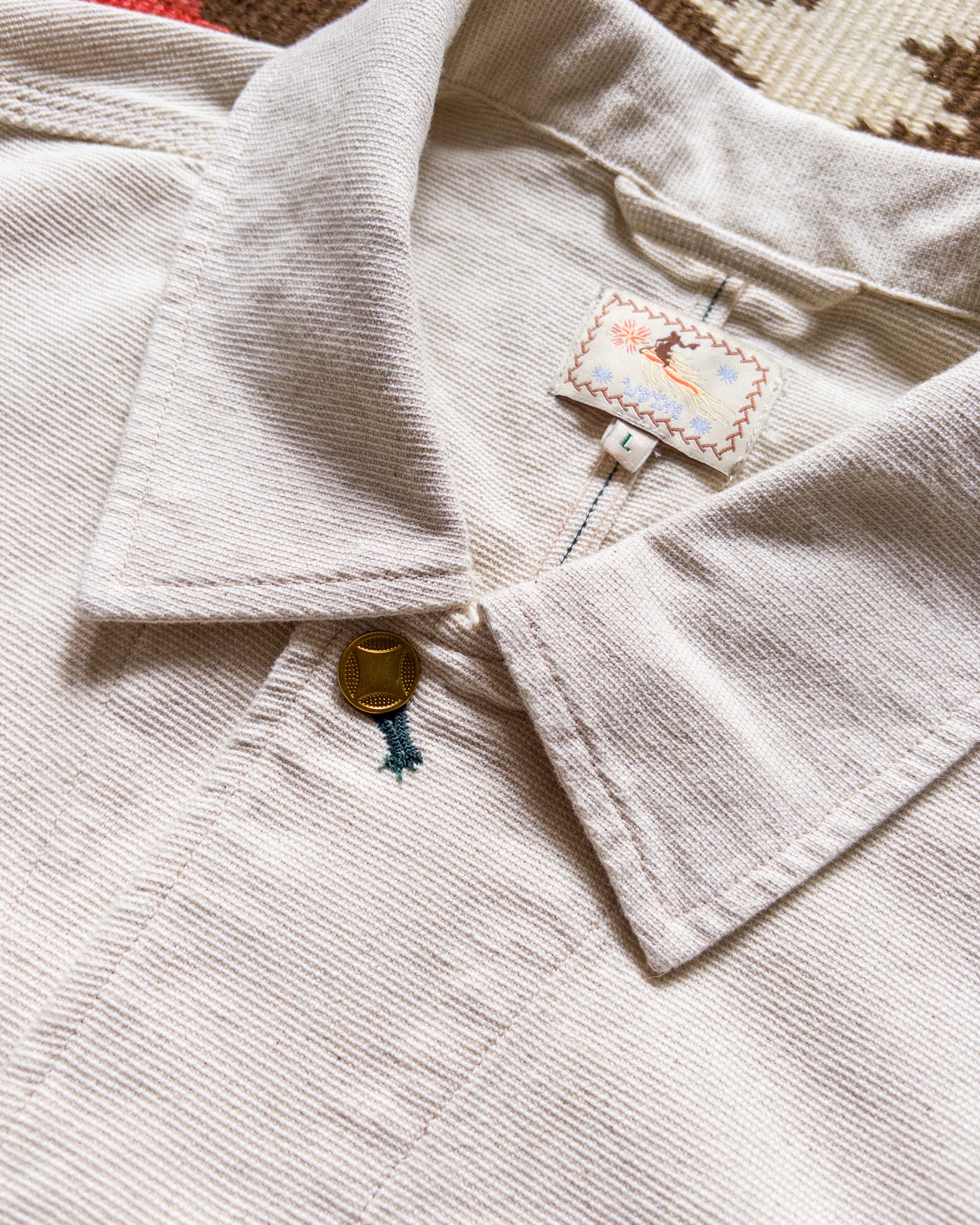 Heavyweight Pinpoint Canvas Barn Jacket - Unbleached - Image 6