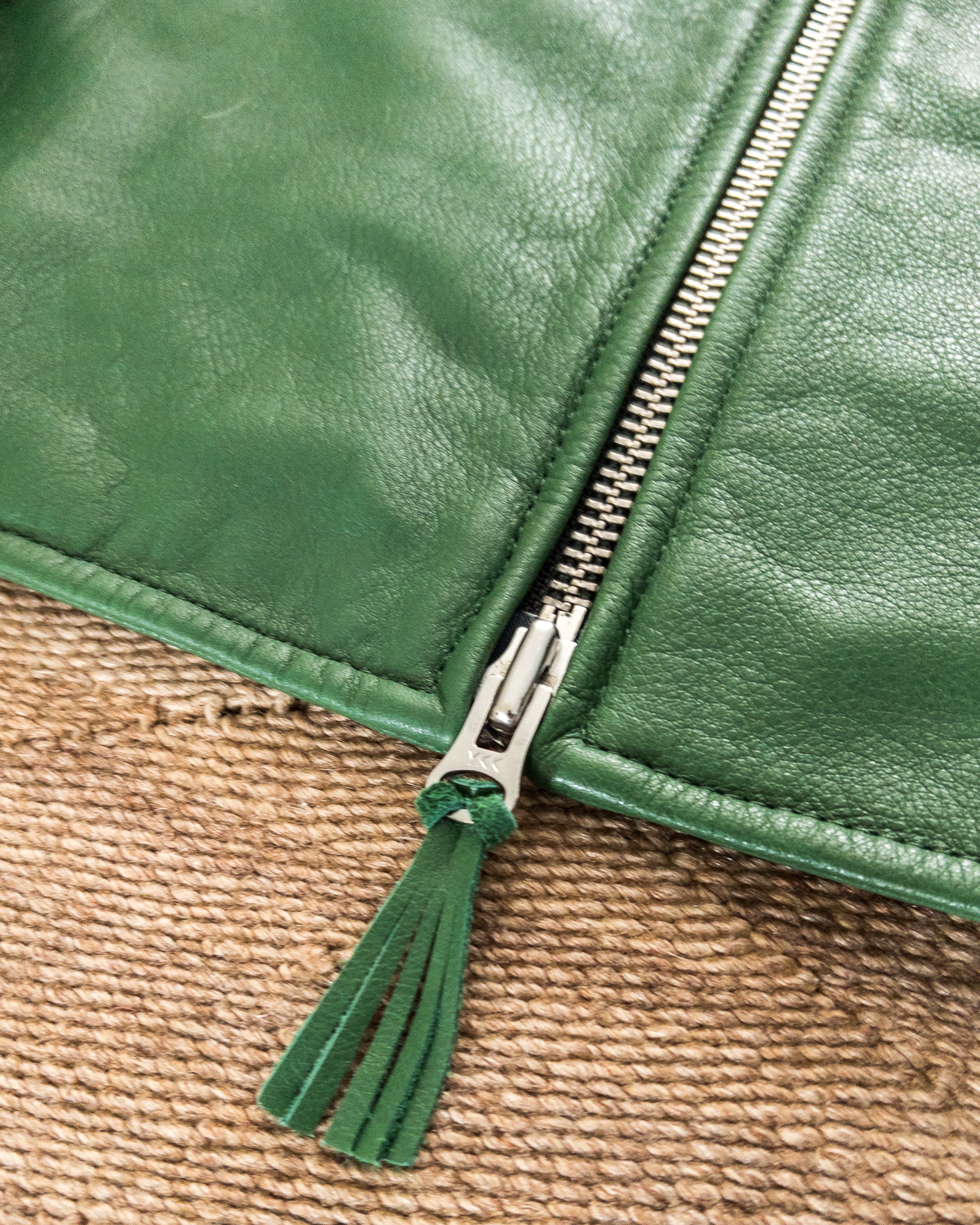 Mustang Fringe Leather Jacket - Green - Image 3