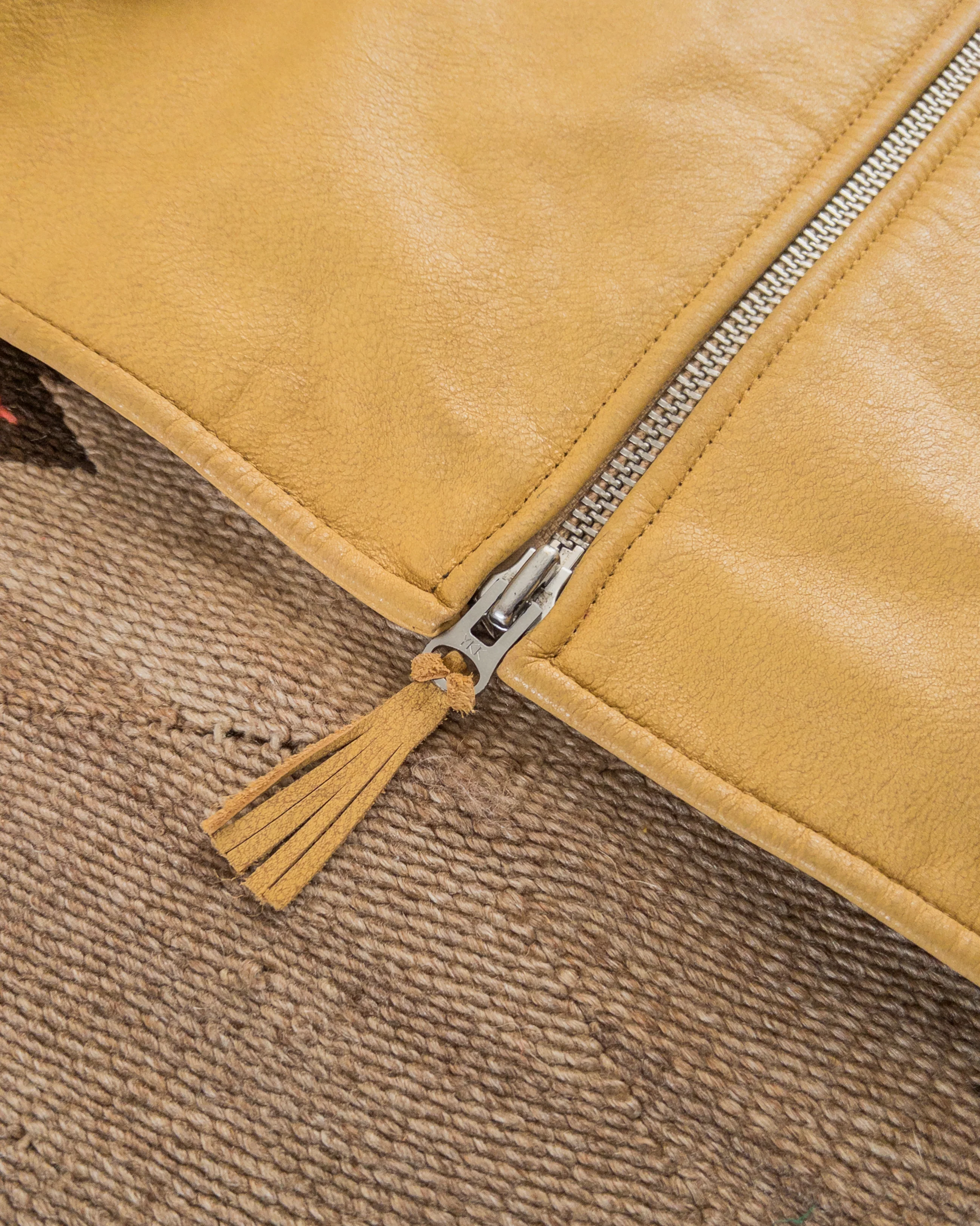 Mustang Fringe Leather Jacket - Yellow - Image 3