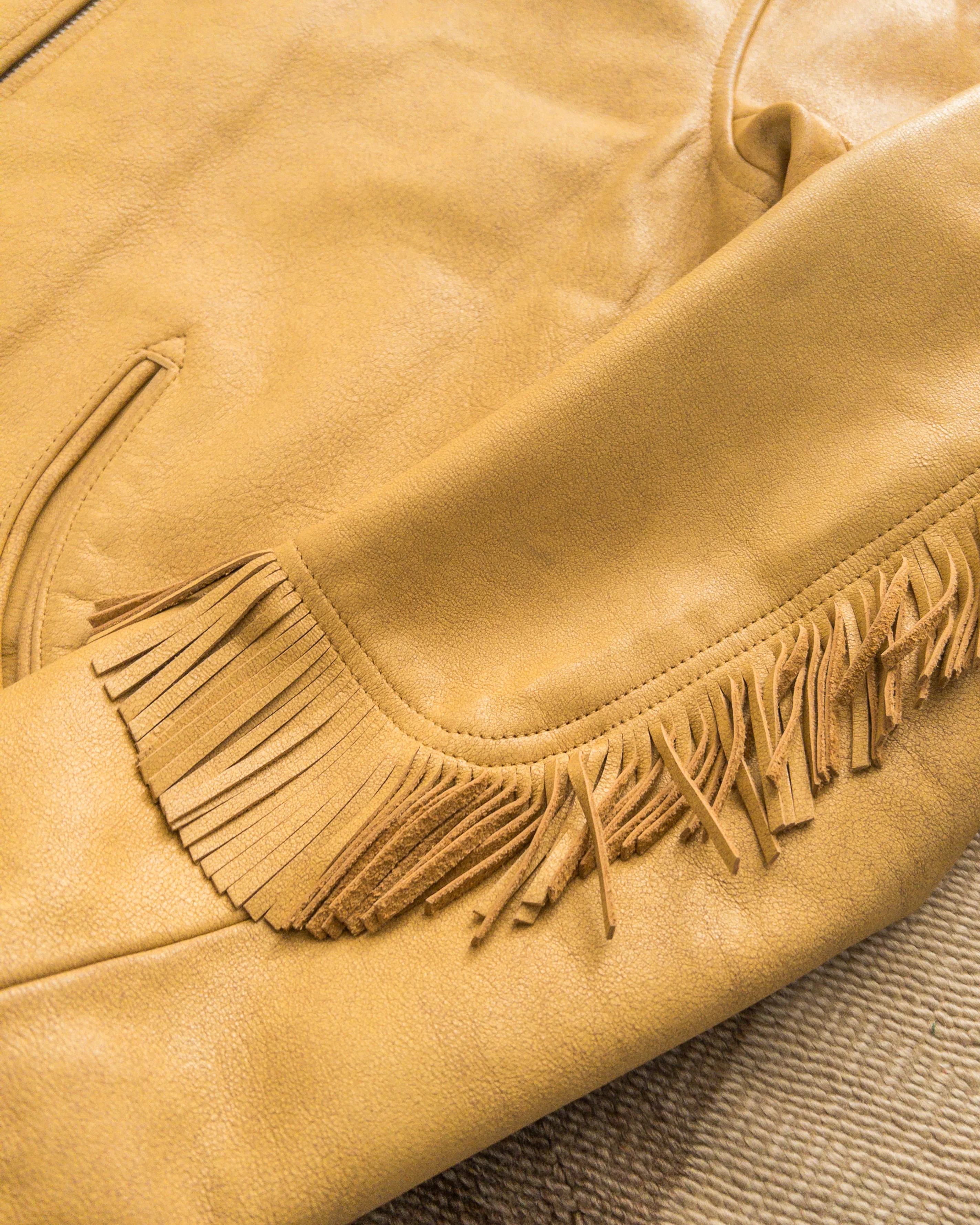 Mustang Fringe Leather Jacket - Yellow - Image 4