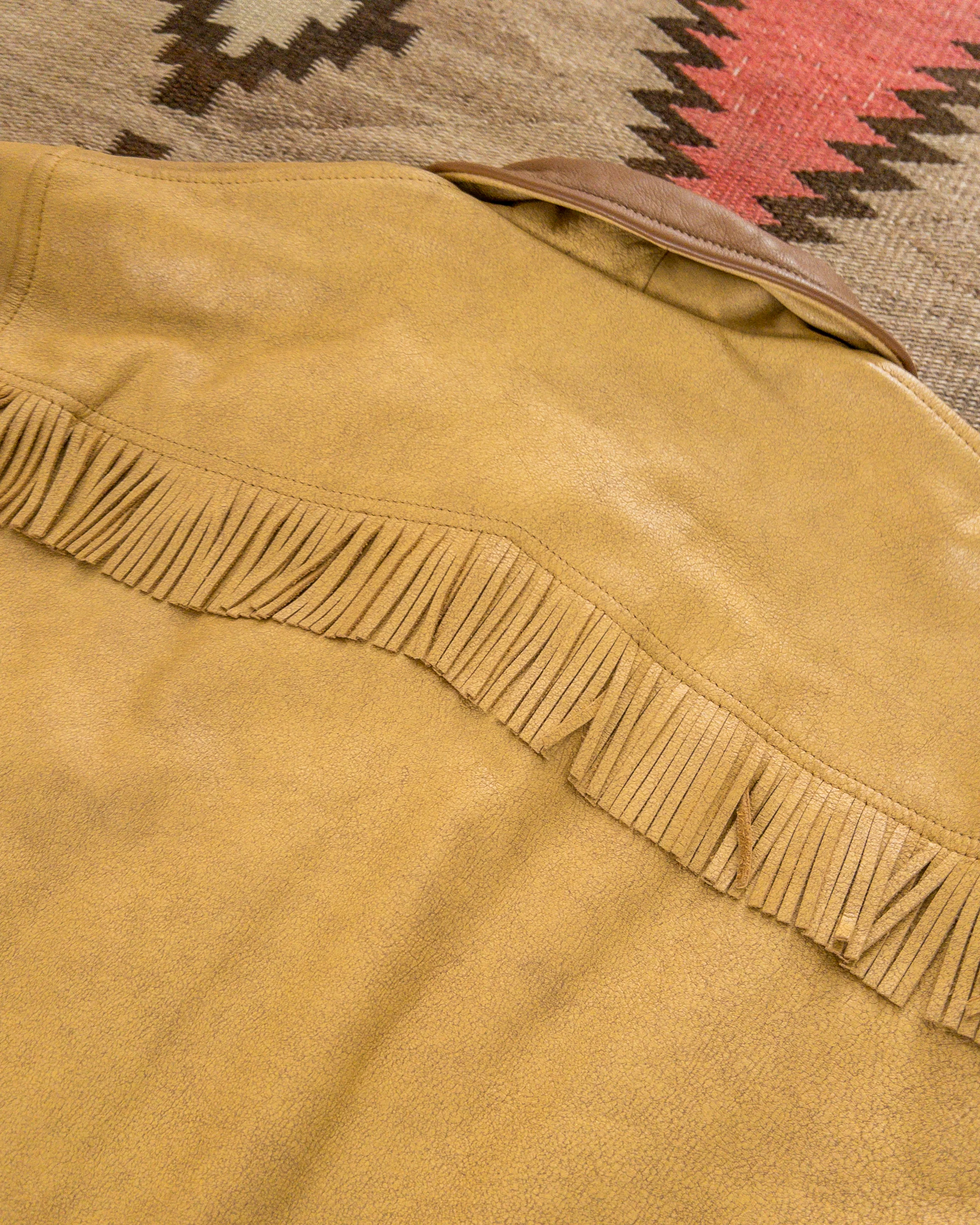 Mustang Fringe Leather Jacket - Yellow - Image 6