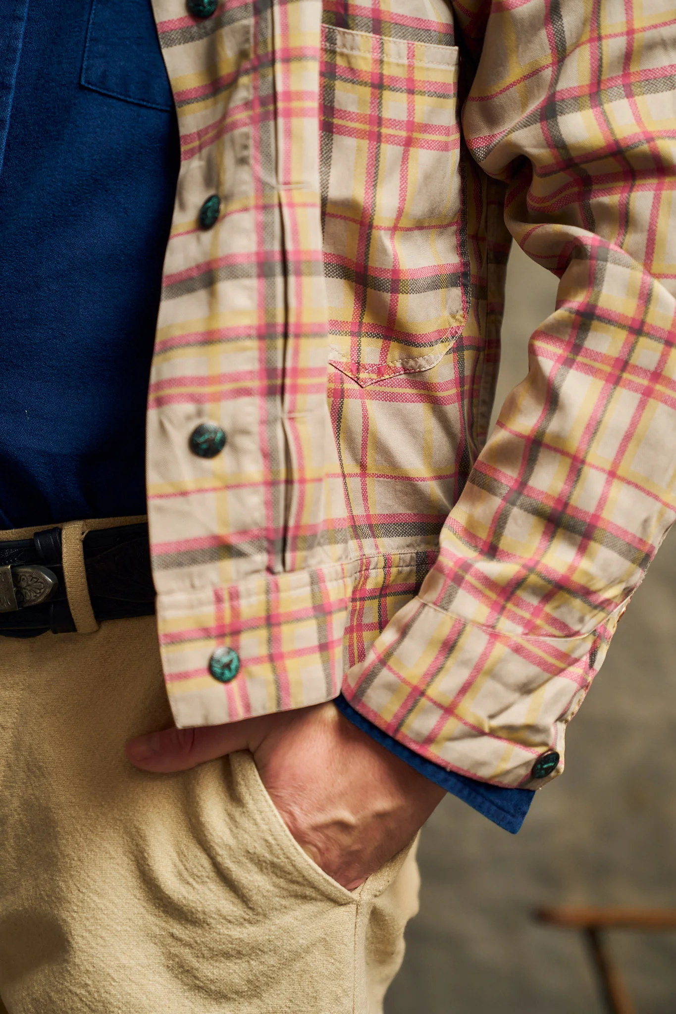 Printed Corral Plaid Tencel Ranch Jacket - Nutmeg - Image 3