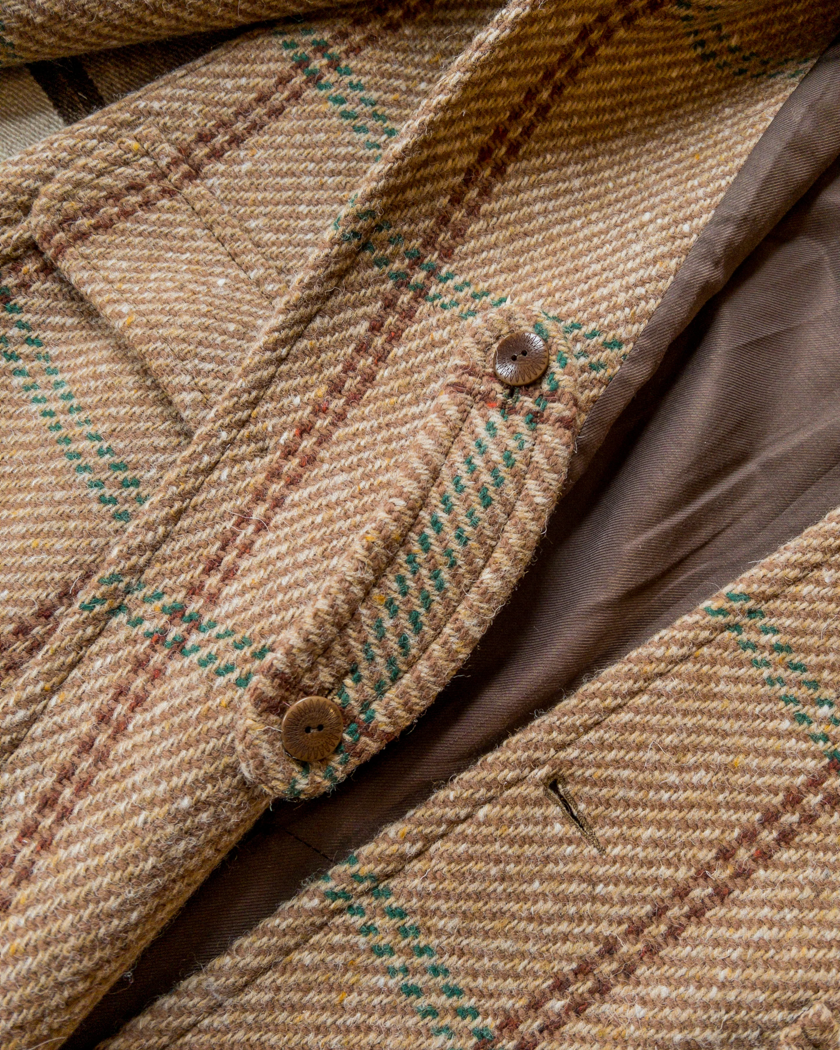 Raglan Wool Overcoat - Rust and Evergreen Windowpane - Image 3