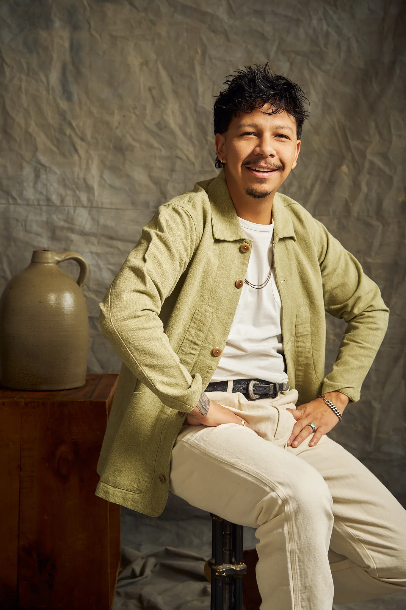 Rustic Plainweave Hunting Jacket - Olive - Image 3