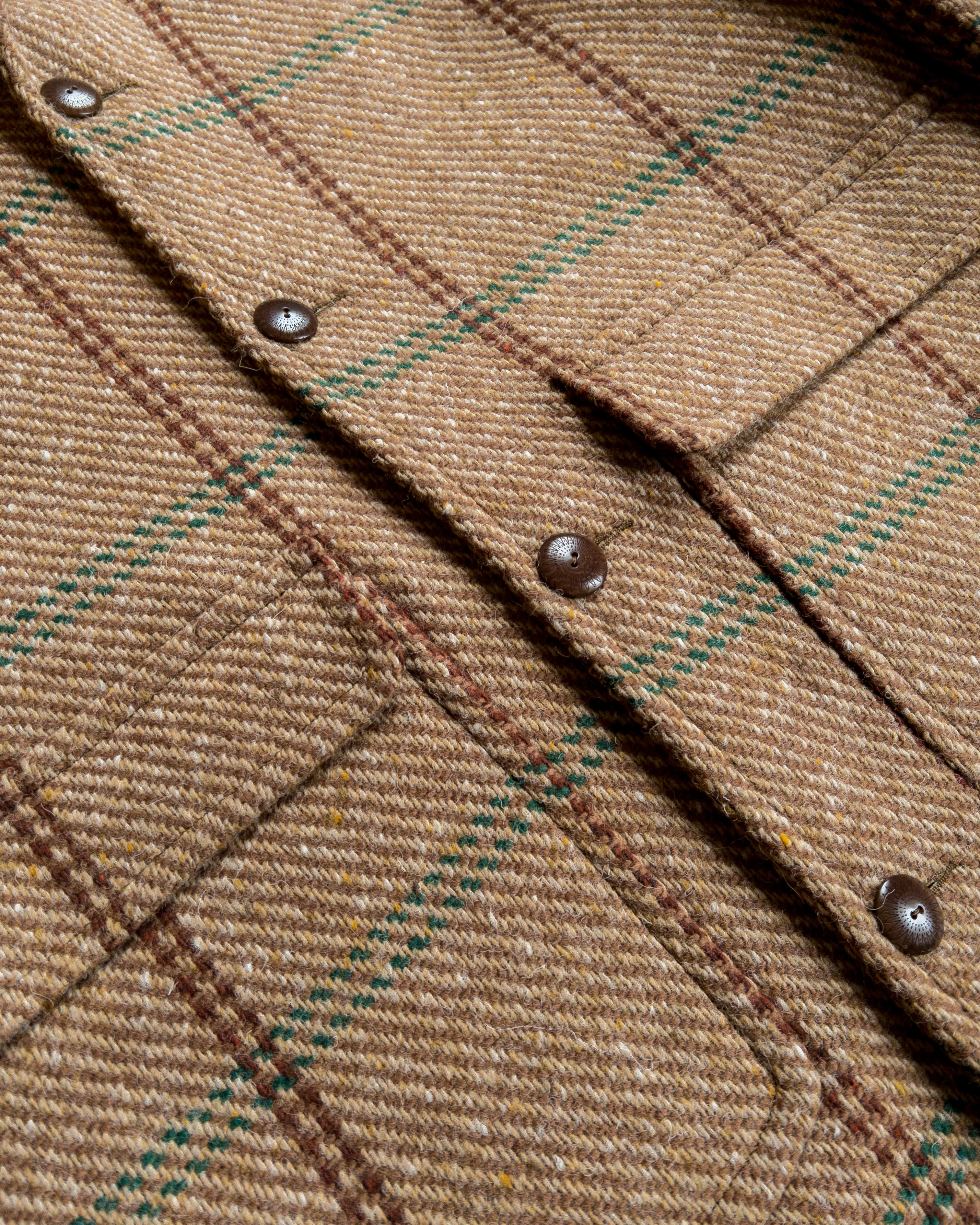 Shawl Collar Wool Overcoat - Rust and Evergreen Windowpane - Image 3