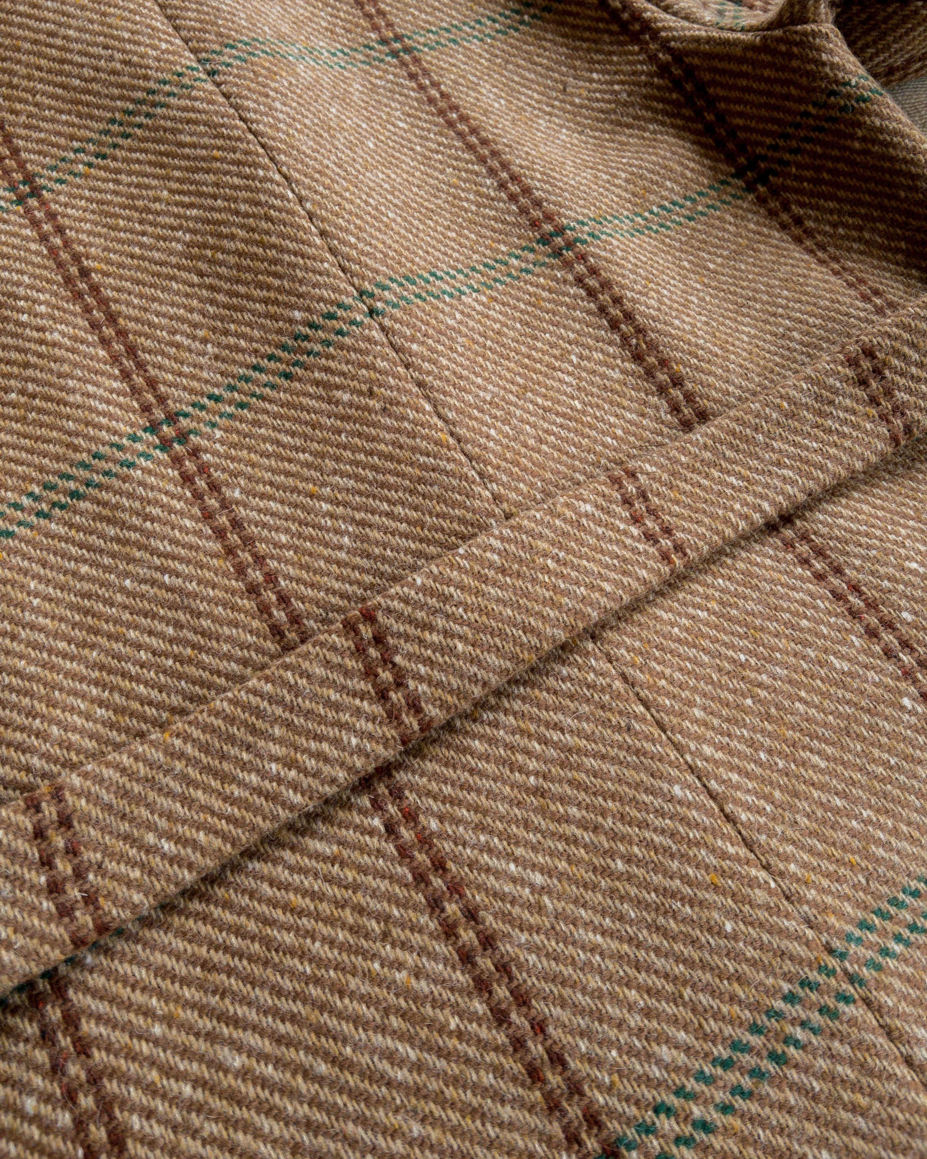 Shawl Collar Wool Overcoat - Rust and Evergreen Windowpane - Image 4