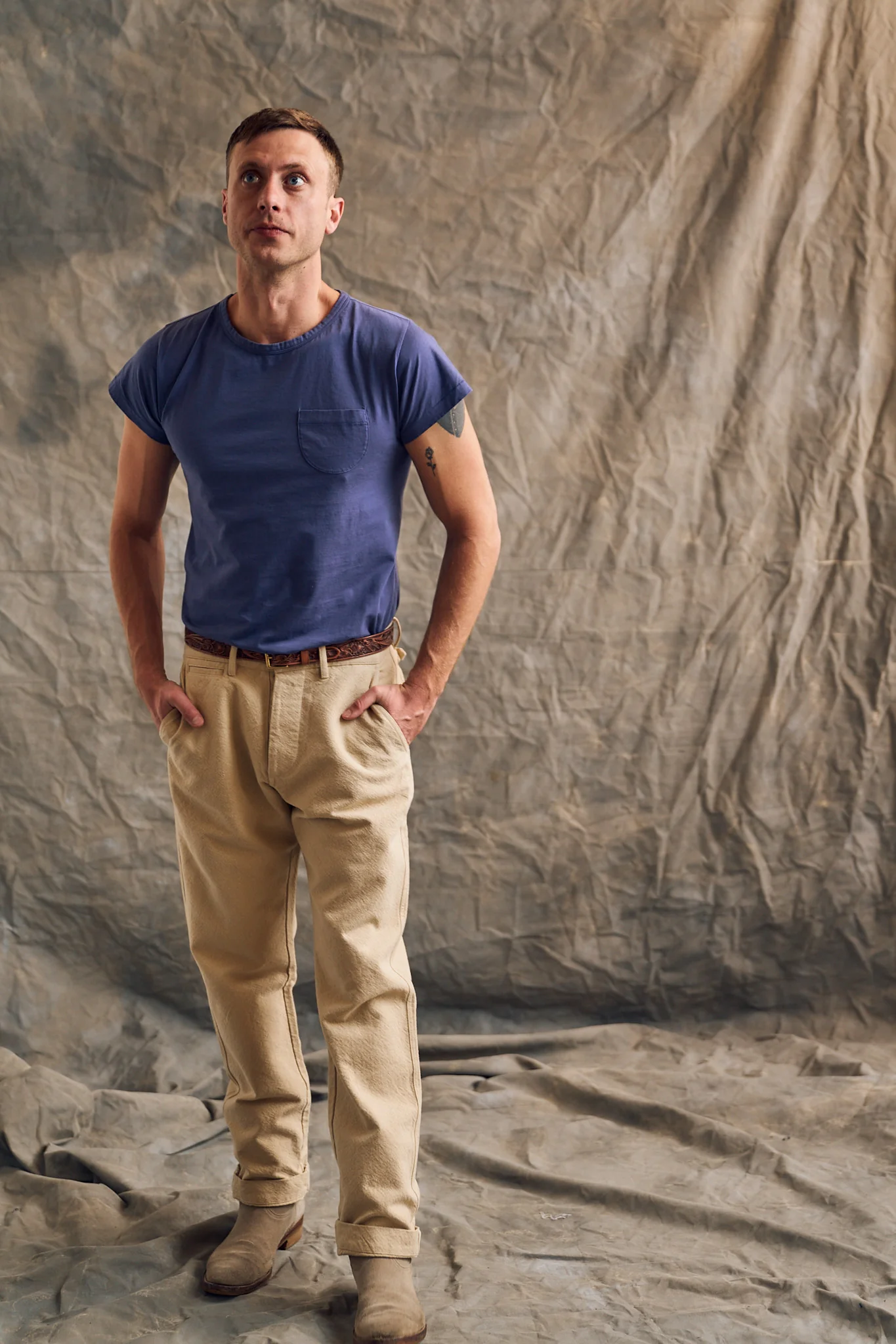 Tubular Pocket Tee Shirt - Faded Navy - Image 3