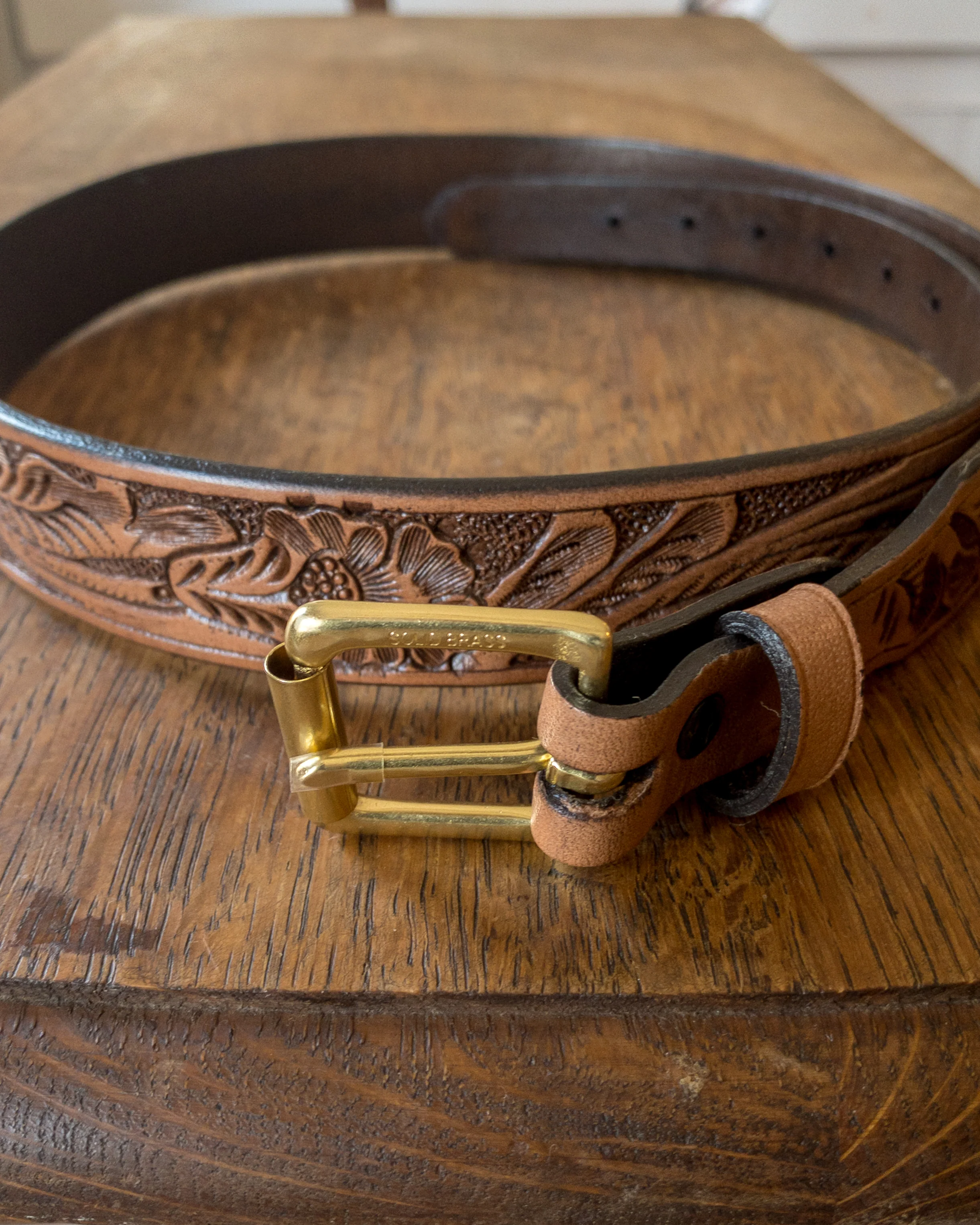 Western Tooled Leather Belt - Image 3