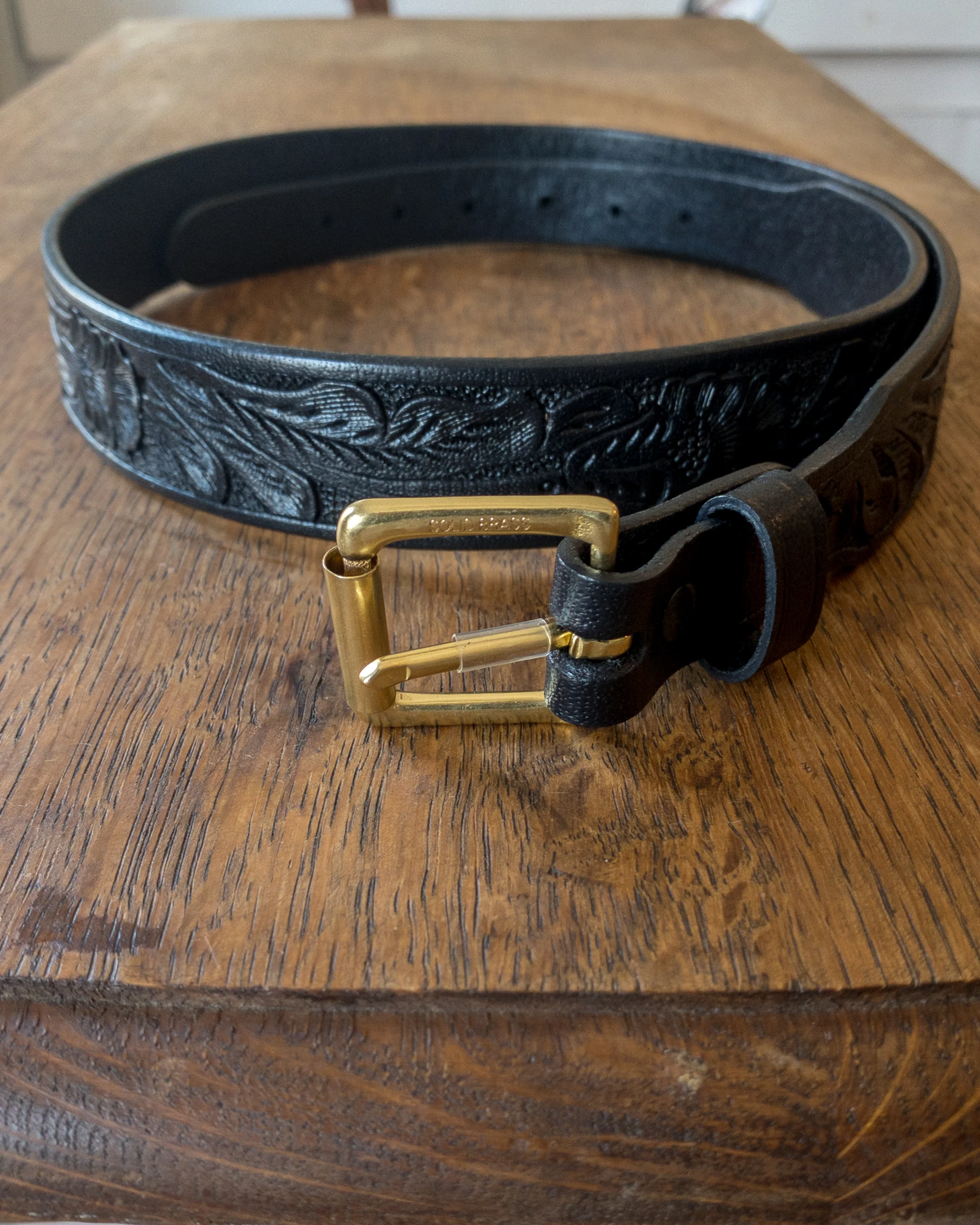 Western Tooled Leather Belt - Image 4